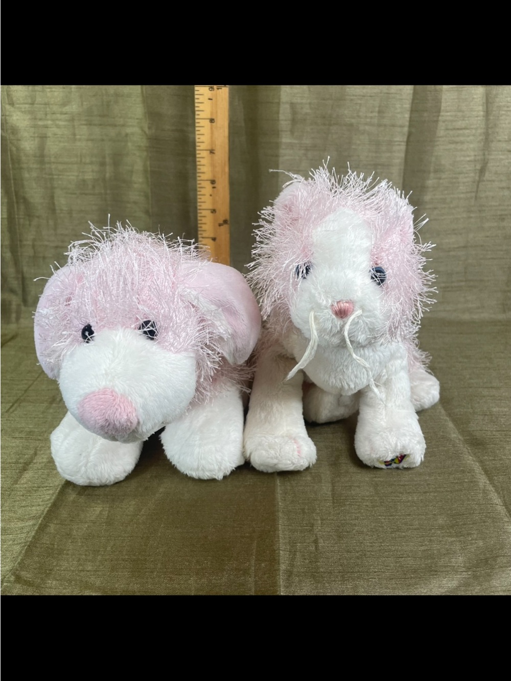 Lot 2 Ganz Webkinz Pink & White Cat and Dog Plush Stuffed Animal NO CODE